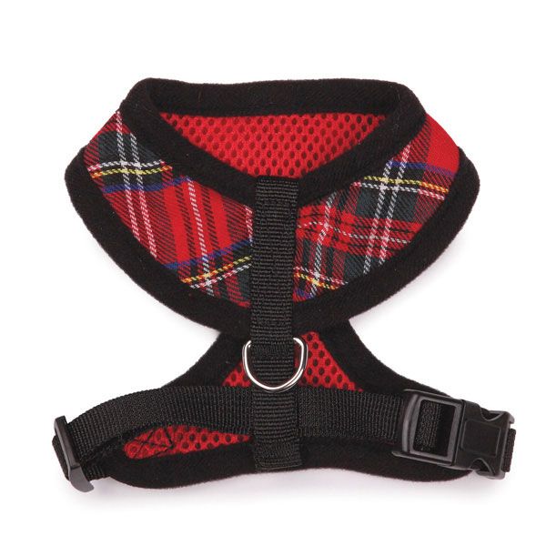 East Side Collection Holiday Tartan Dog Harness Red Plaid