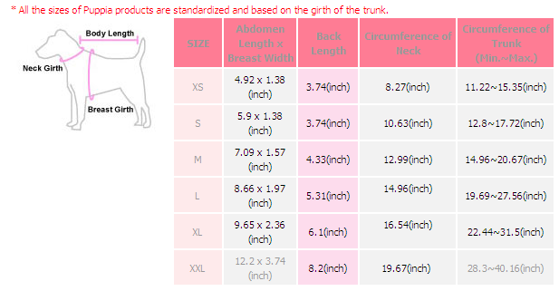 puppia dog harness all sizes choke free mesh authentic soft paws for dogs size chart