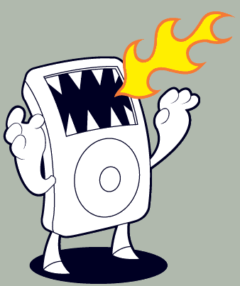 angry ipod with flames tshirt design