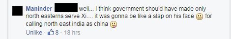 i think government should have made only north easterns serve Xi.... it was gonna be like a slap on his face for calling north east india as china