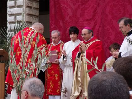 Il vescovo benedice l'ulivo