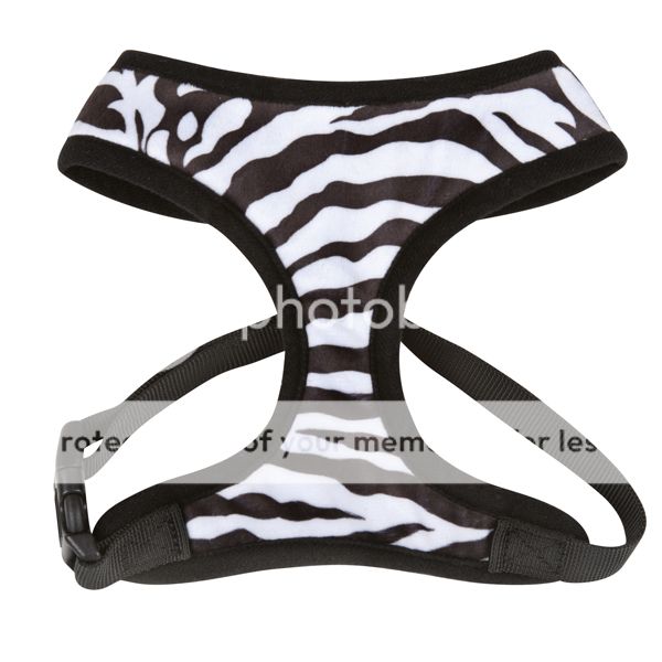 Plush Zebra Soft Collar Dog Harness East Side Collection Black White